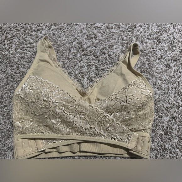 Other - Nude Lace Front Criss-Cross Support Bralette - Size Large